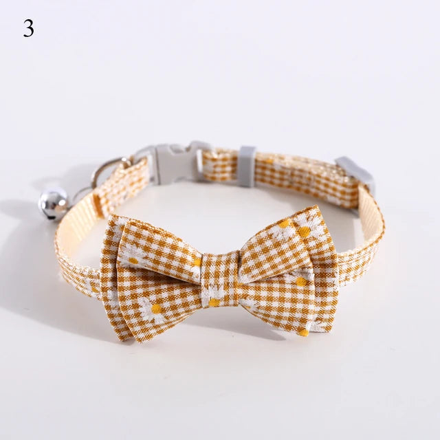 Cat Bow Tie Collar Plaid Print