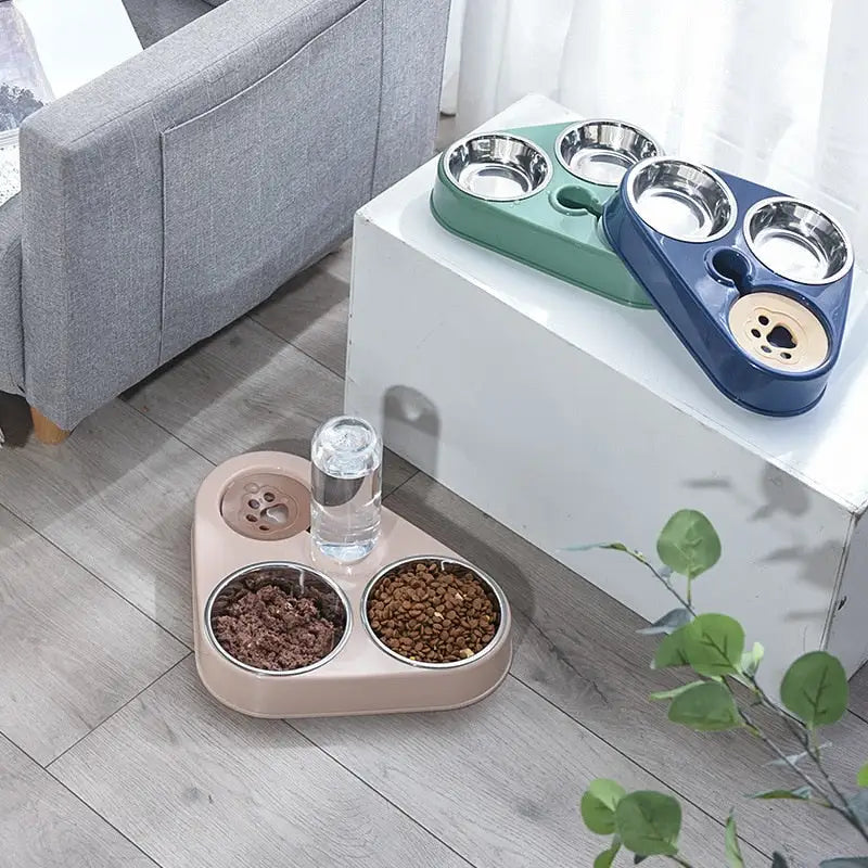 3 in 1 Cat Food Bowl with Automatic Drinking Feeder