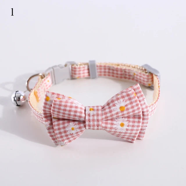 Cat Bow Tie Collar Plaid Print