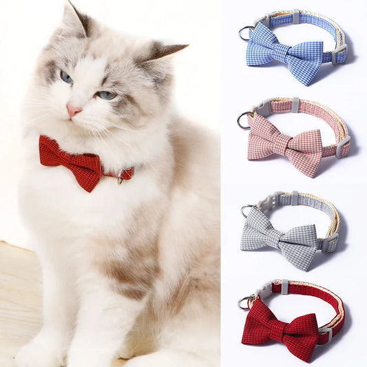 Cat Bow Tie Collar Plaid Print